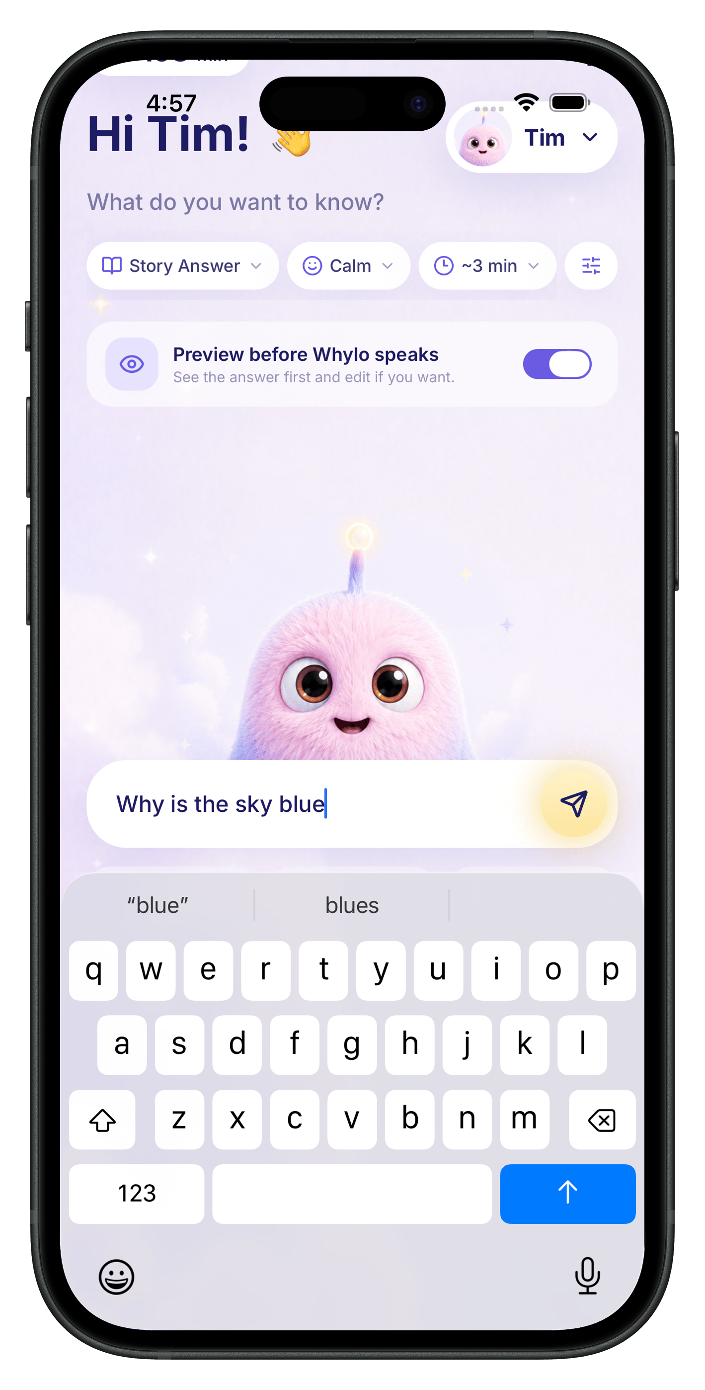 Ask a wonder screen
