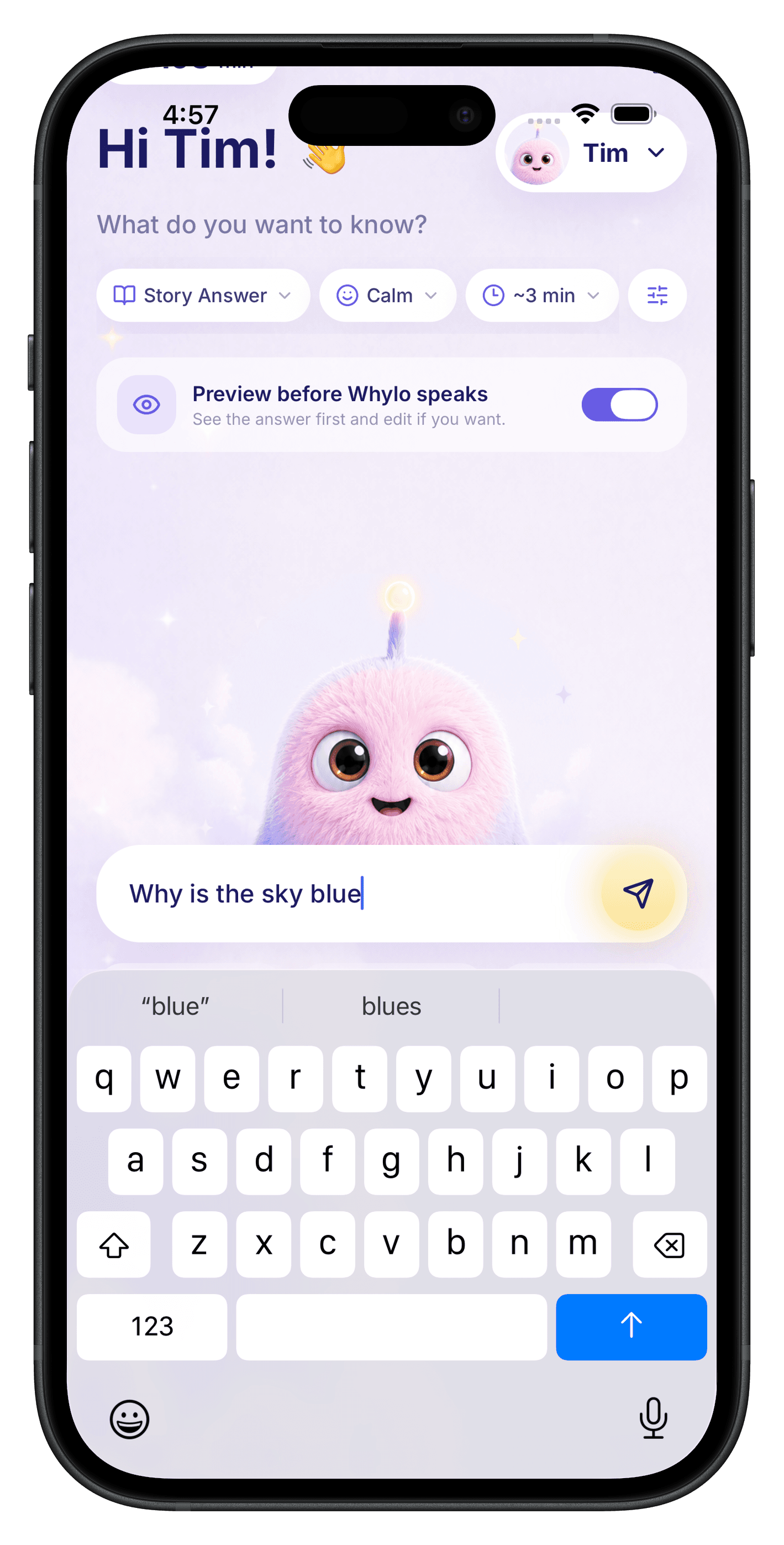 Ask a wonder screen