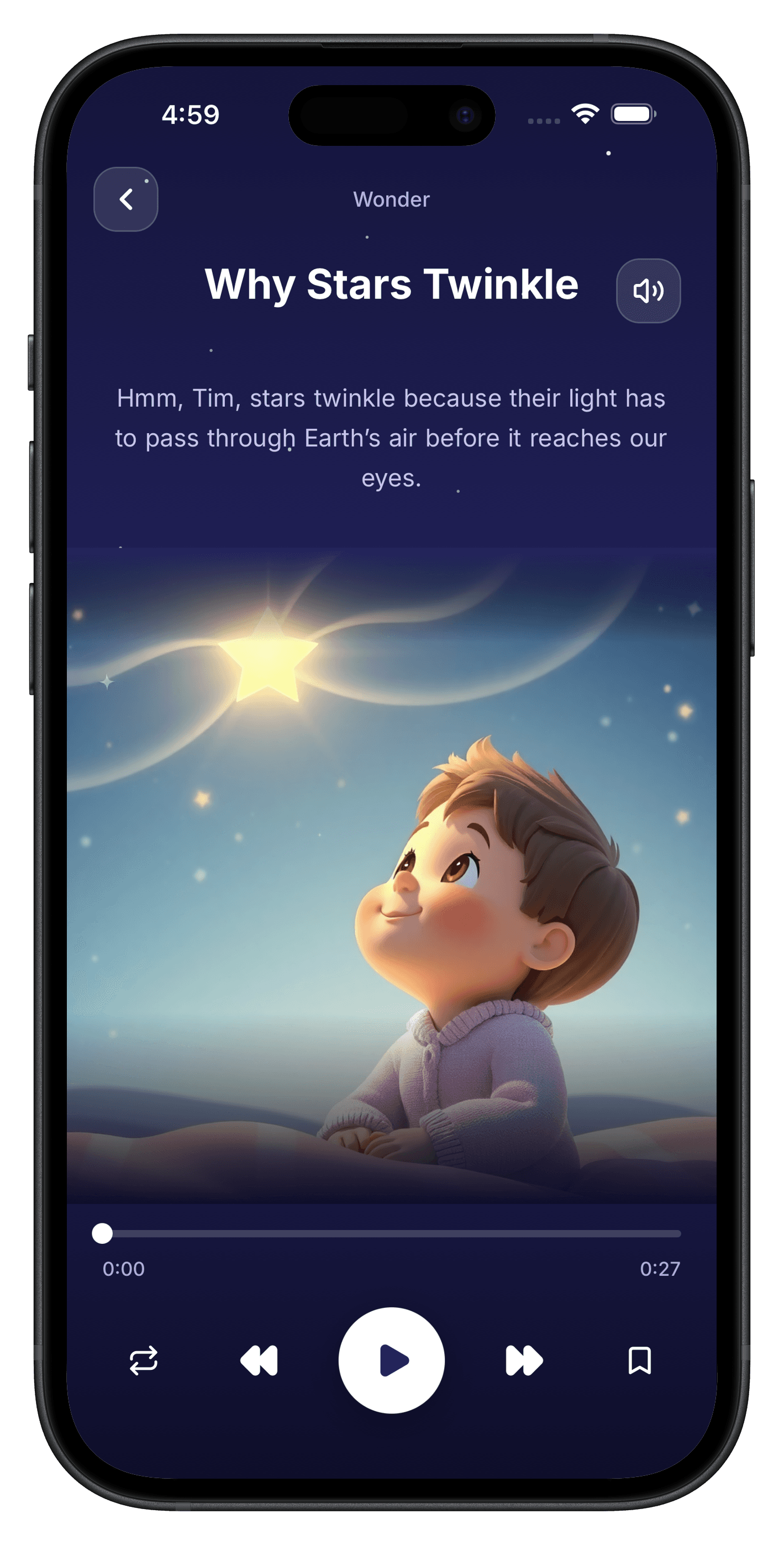Press play and listen screen